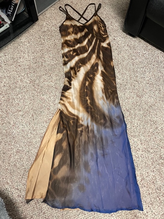 Danier Dresses & Skirts - Danier leather/100% silk Brown and Blue Ombre Slip maxi Dress with Slit- new